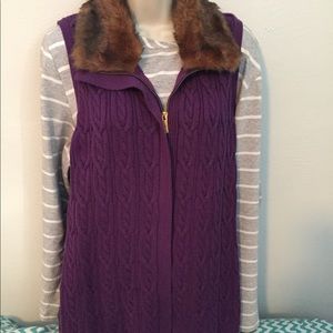Liz Claiborne Fur Collar Knit Vest🍂